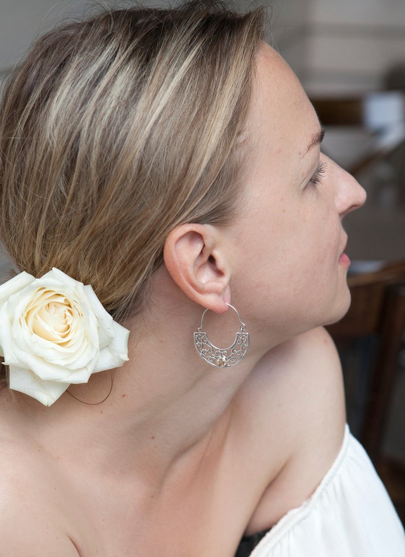 Citrine earrings, Silver earrings, Yellow stone earrings, Gemstone earrings - 耳环/耳夹 - 石头 黄色