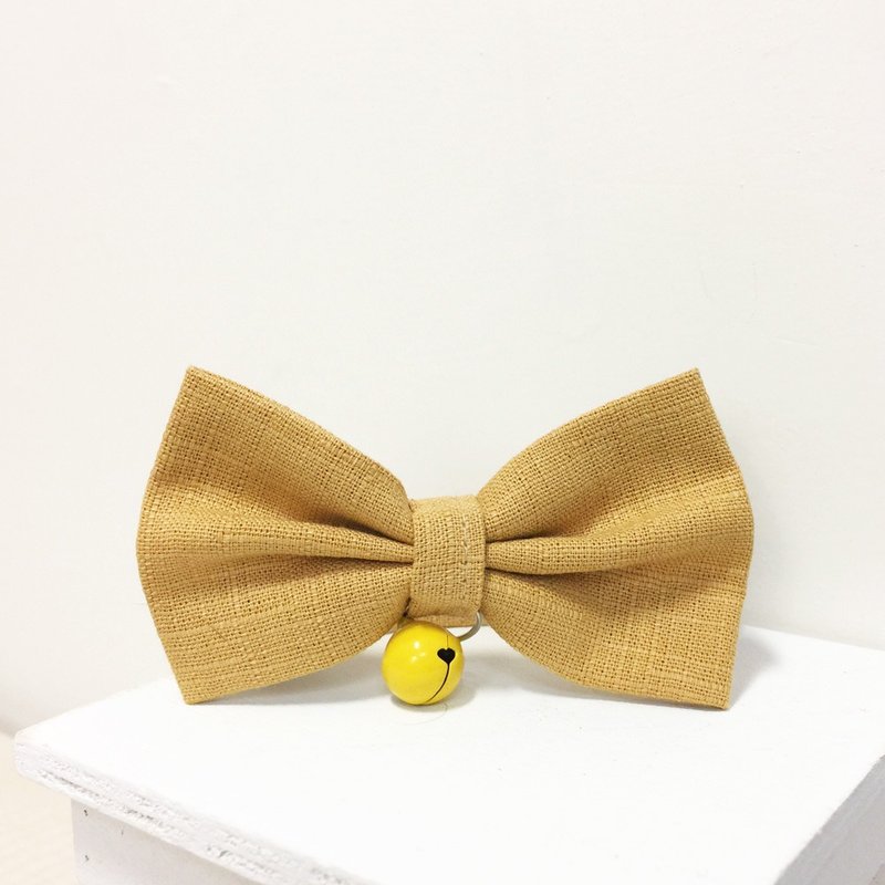 黄色 蝴蝶结宠物装饰项圈 猫咪 小型犬 迷你犬 - 项圈/牵绳 - 棉．麻 黄色