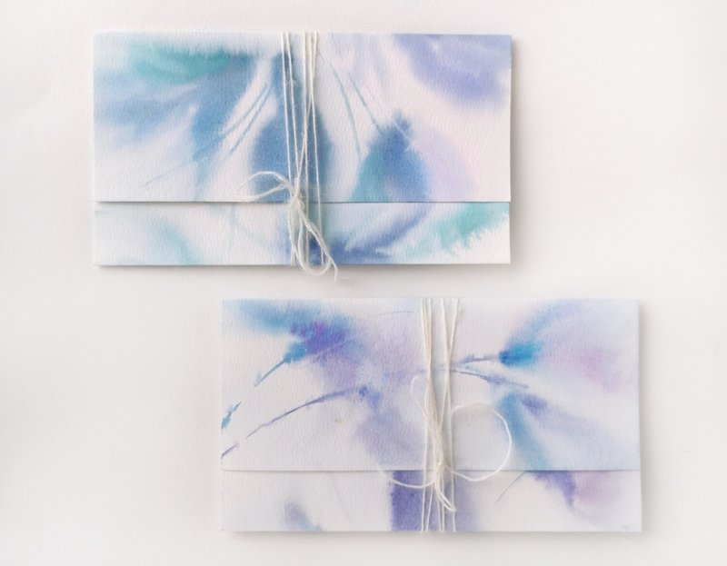 Floral wedding invitation Envelope Hand painted Custom Watercolor floral invite - 信封/信纸 - 纸 蓝色