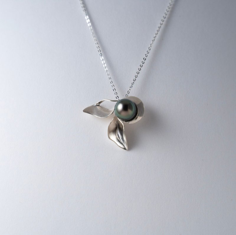 手工黑珍珠纯银项链 - 项链 - 贵金属 银色