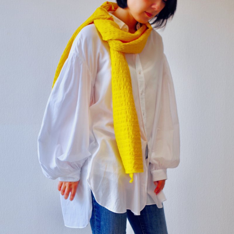silk scarf from kyoto Japan  filtango stole  SARASA orange yellow  washable - 围巾/披肩 - 丝．绢 橘色
