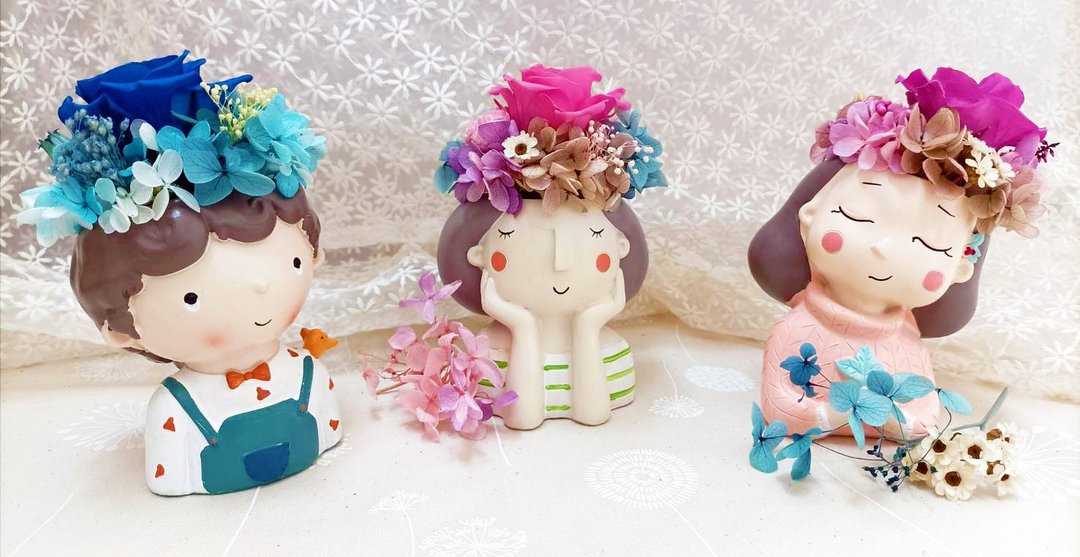 永生花/干燥花/永生花摆饰 / 定制化永生花造型花盆 /情人节礼物 - 干燥花/捧花 - 植物．花 粉红色