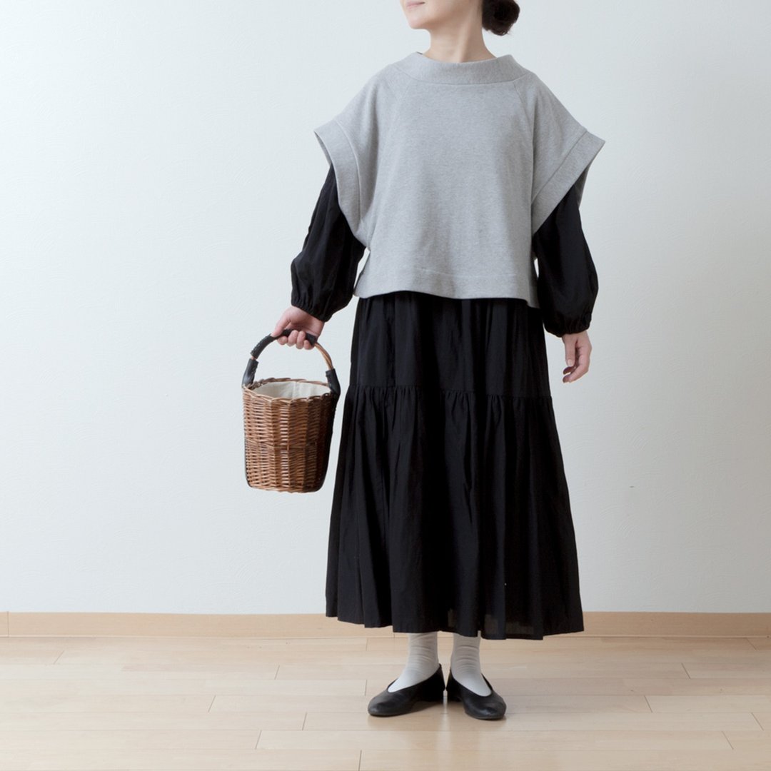 大人休闲纯棉毛圈法式袖 A 字背心 / 浅灰色 - 女装背心 - 棉．麻 灰色