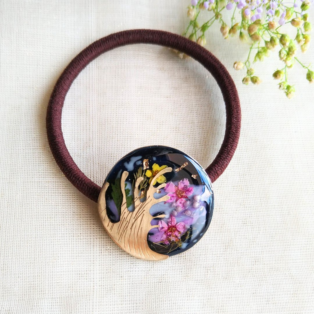 Wave galaxy hair tie - 发饰 - 铜/黄铜 黑色