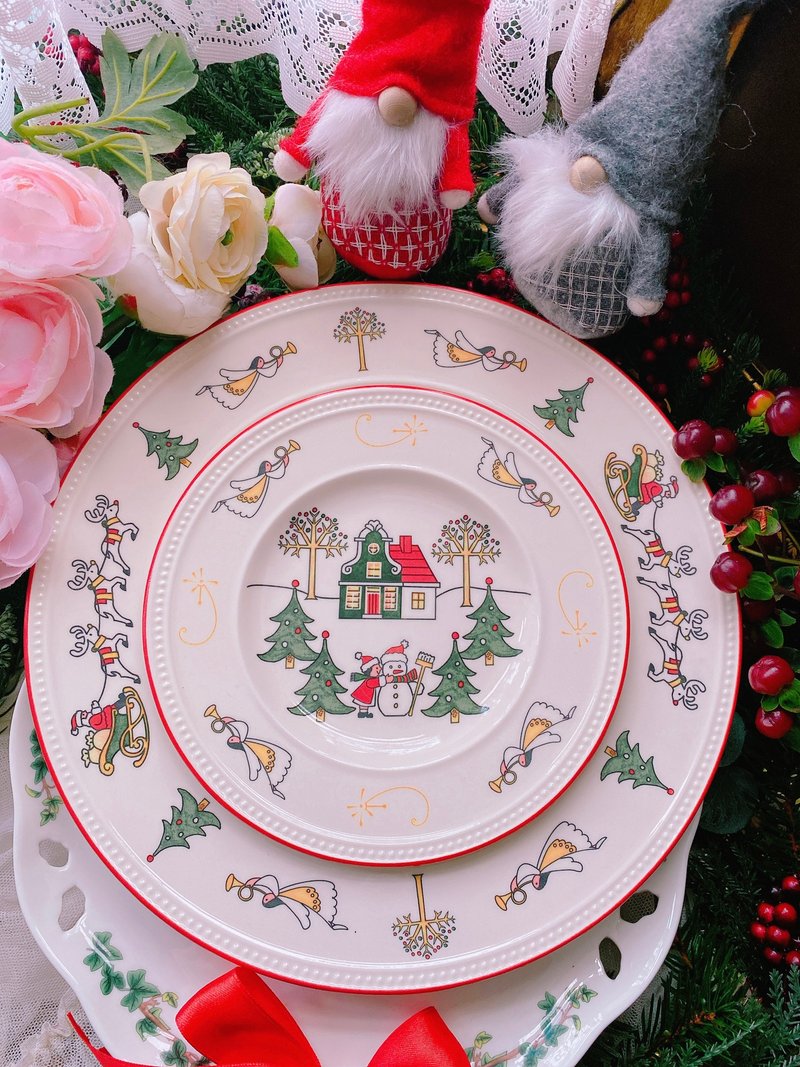 1980年英国制 Wedgwood 圣诞老人雪橇蛋糕盘餐盘圣诞限量收藏盘 - 茶具/茶杯 - 瓷 