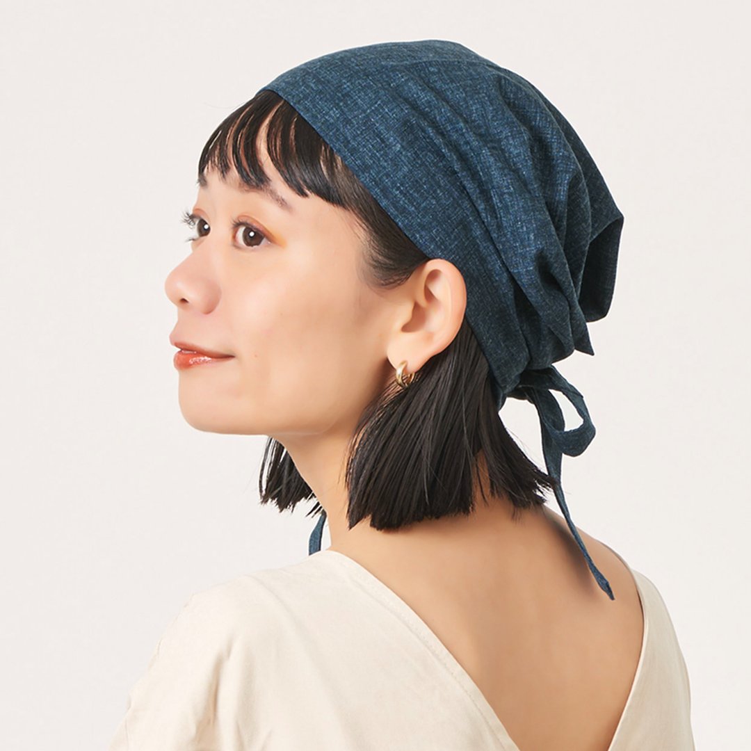 CHARM 日本制 远州染 三角头巾 - 发饰 - 棉 蓝色