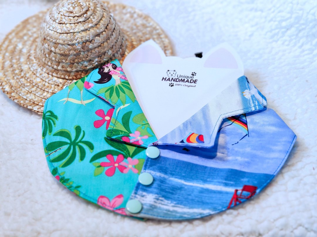 Summer Aloha 夏老威恤衫造型颈饰 宠物 猫犬 狗狗 颈项 collar - 衣/帽 - 棉．麻 红色