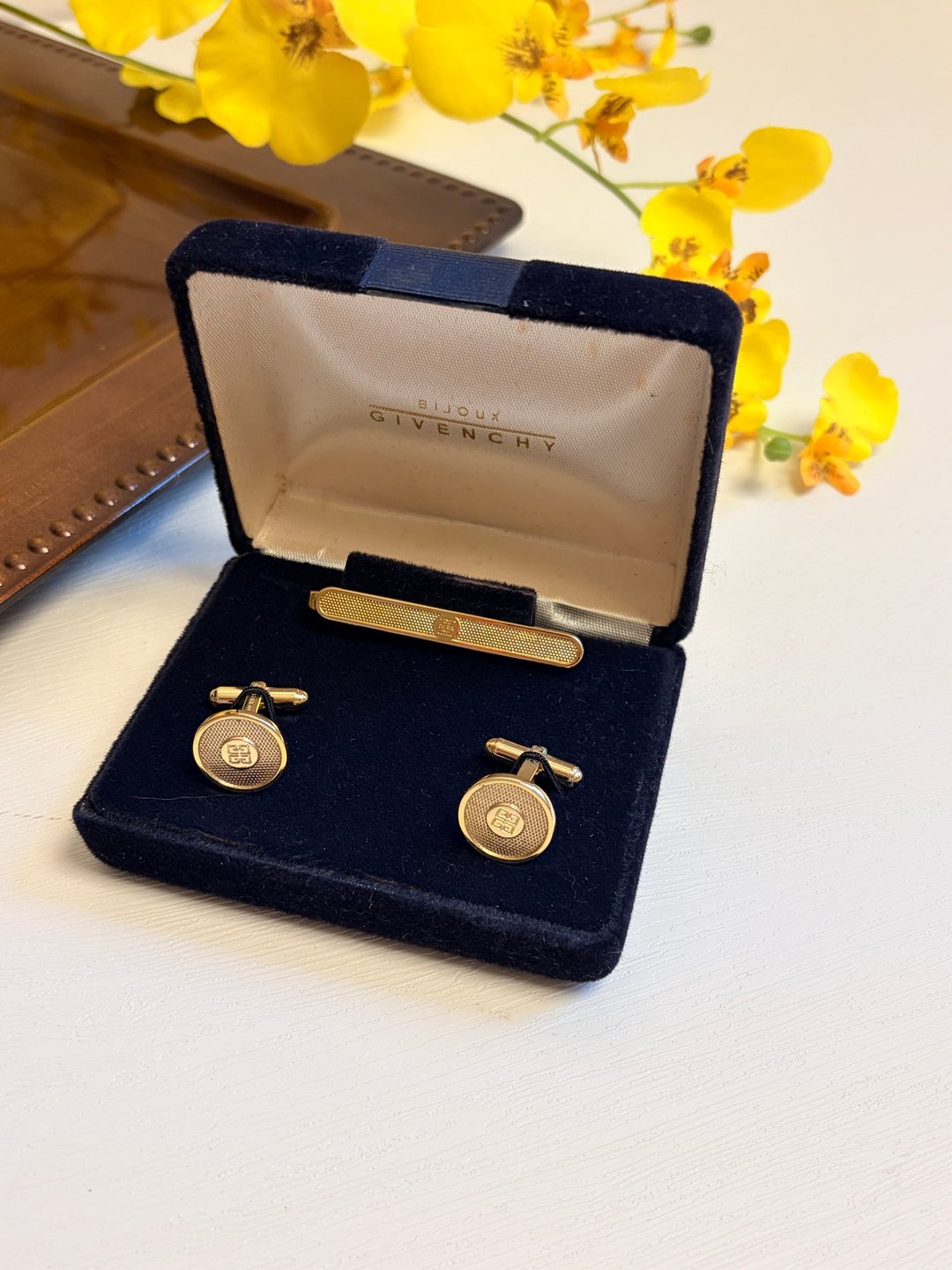 中古正品 Givenchy 纪梵希䄂扣领带夹礼盒 西装配件礼物 男士婚礼 - 袖扣 - 其他金属 金色