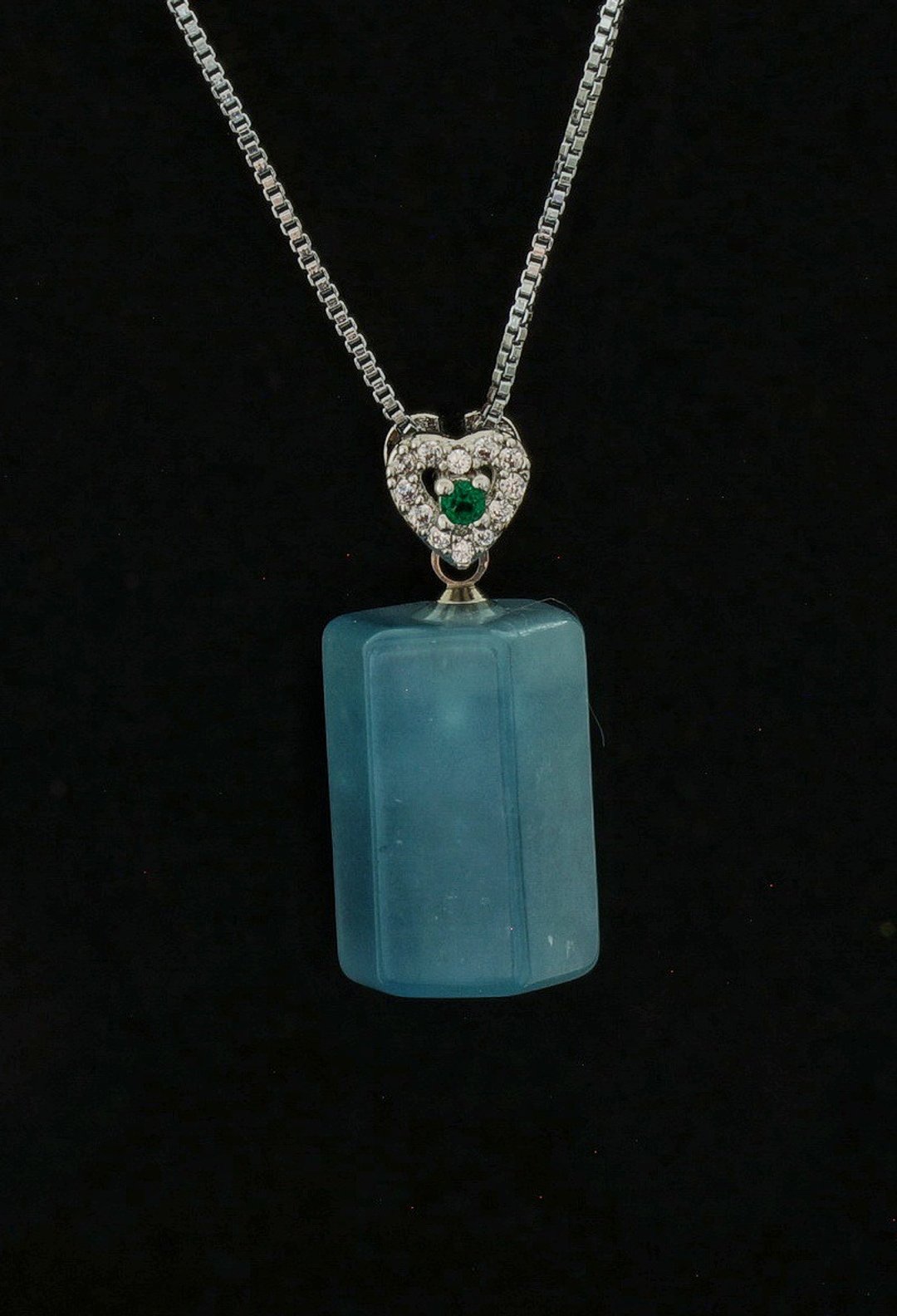 海蓝宝原石水晶颈链-6 (  Raw Aquamarine Crystal Necklace-6 ) - 项链 - 水晶 