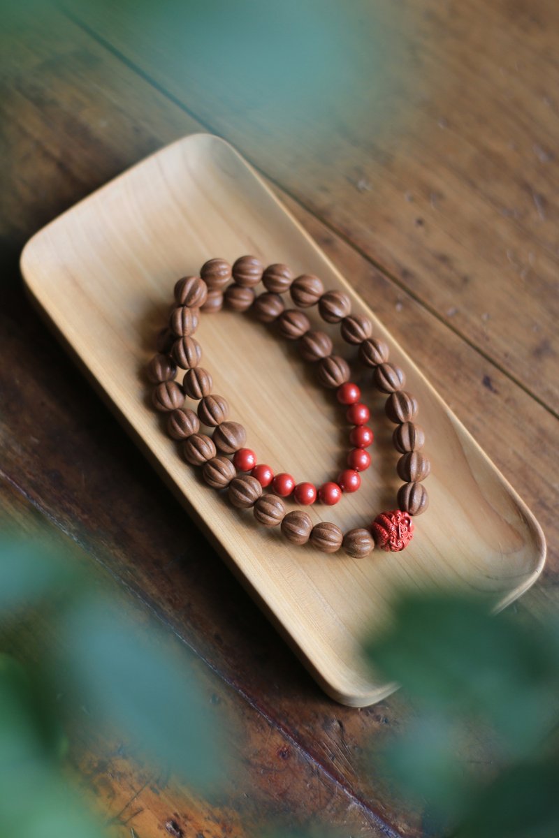 壹染指香品 | 双圈福瓜香珠 高含量帝王生肖朱砂手串 | 养生祈福 - 手链/手环 - 植物．花 