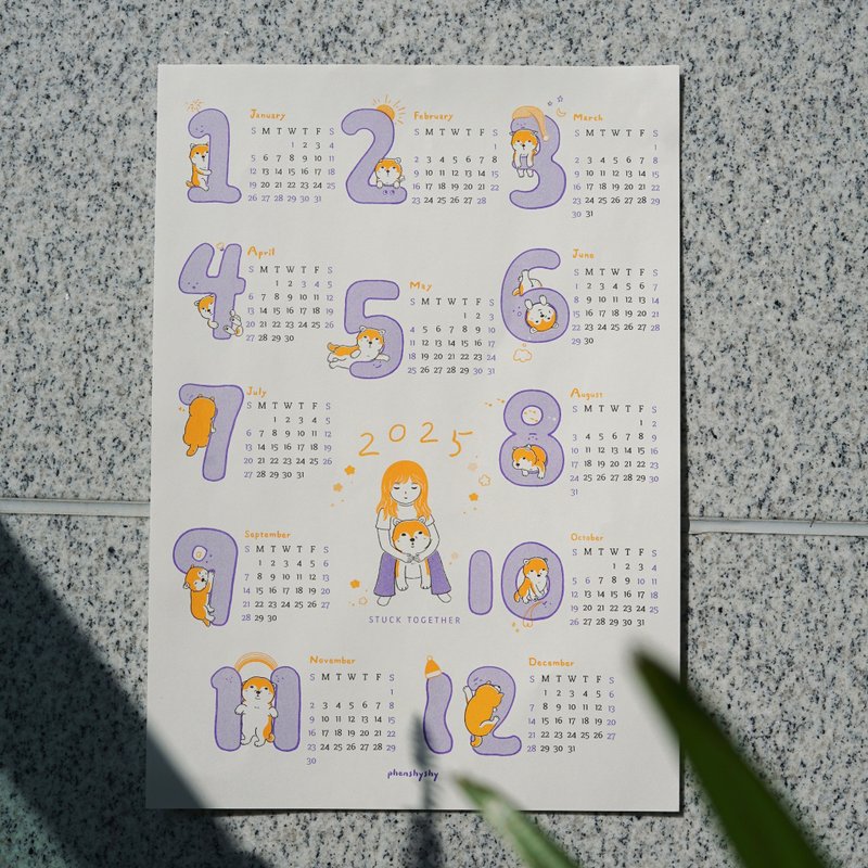 2025孔版印刷年历 A3海报 - STUCK TOGETHER - 年历/台历 - 纸 白色