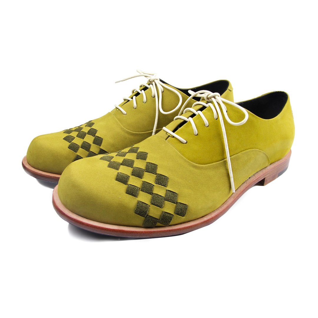 3 Stripe Weave M1190 Olive Leather Oxford Shoes - 男款牛津鞋/乐福鞋 - 真皮 绿色