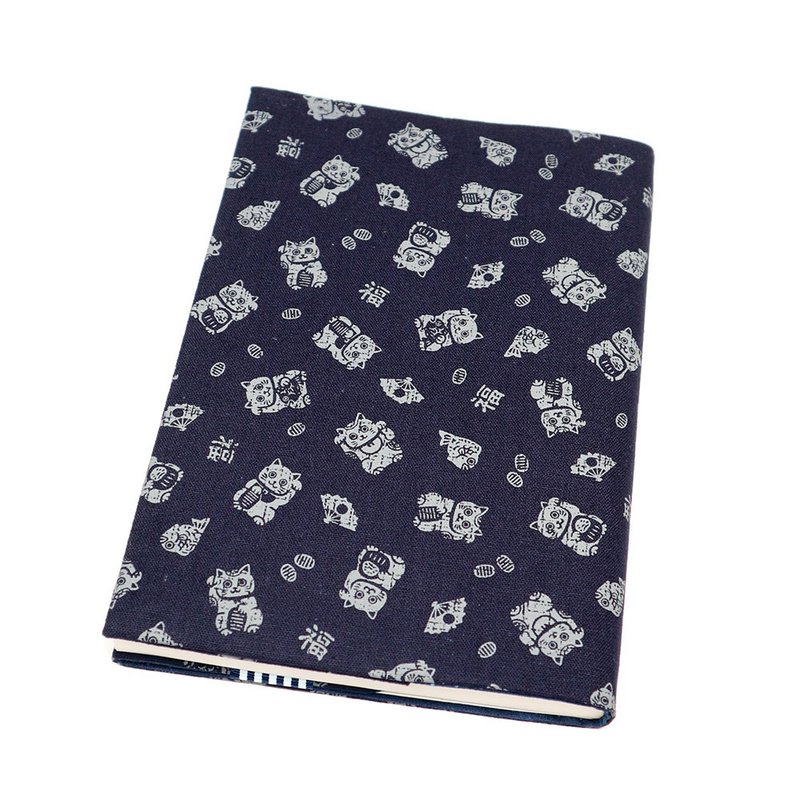 A5 可调式 妈妈手册 布书衣 布书套 - 日本 招财猫 (蓝) - 笔记本/手帐 - 棉．麻 蓝色