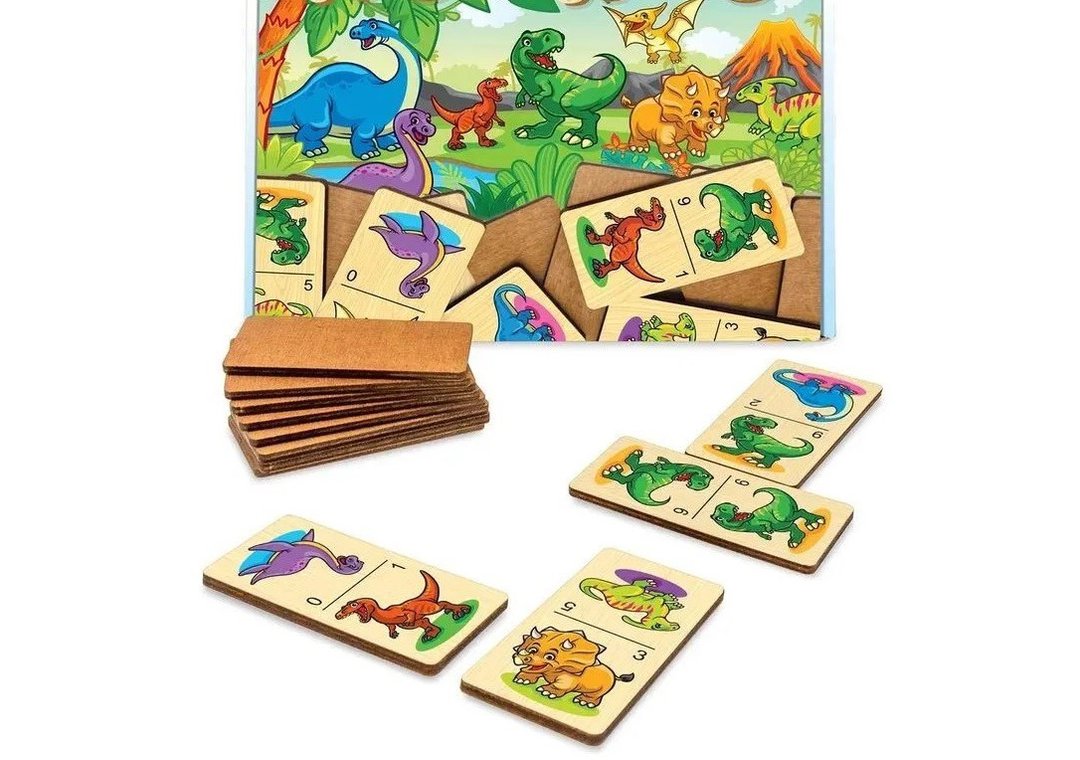 Wood domino games - dinosaurs Puzzle, Wooden Montessori homeschool blocks - 玩具/玩偶 - 木头 咖啡色