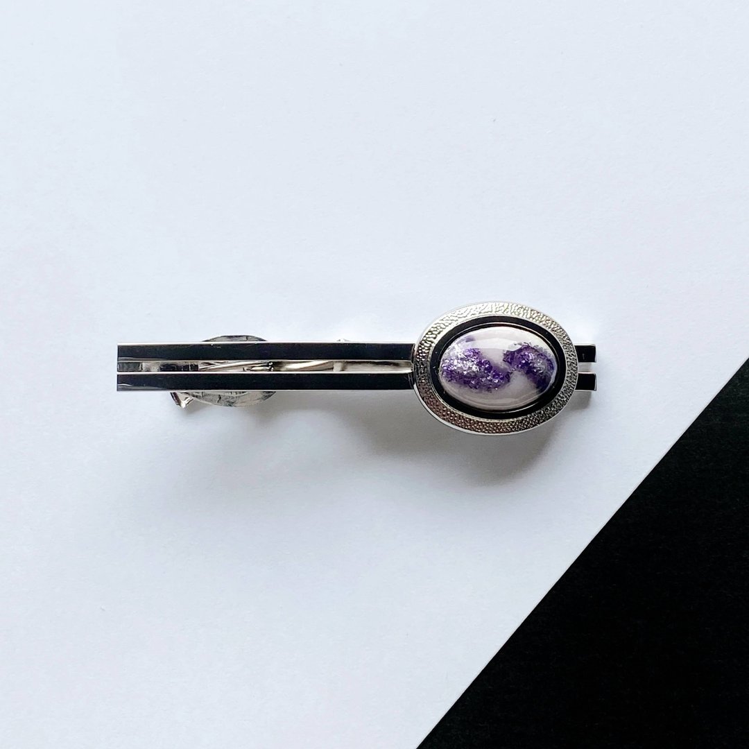 Andromeda [Amethyst Amethyst] Tie Pin Pure Silver Foil Flyer Cloisonne - 领带/领带夹 - 其他材质 紫色