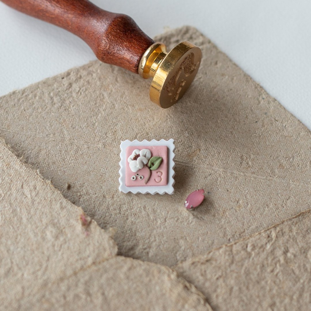 Stamp Earrings / Dull pink - 耳环/耳夹 - 粘土 粉红色
