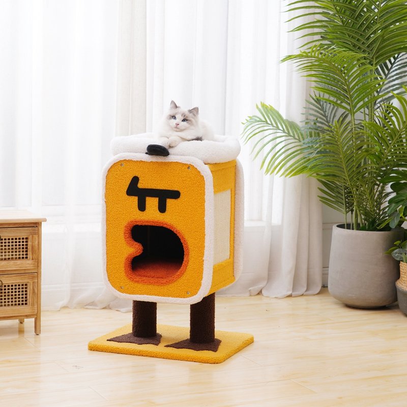 【美国Petpals】玉子烧怪猫窝-2层 - 抓板/跳台 - 棉．麻 橘色