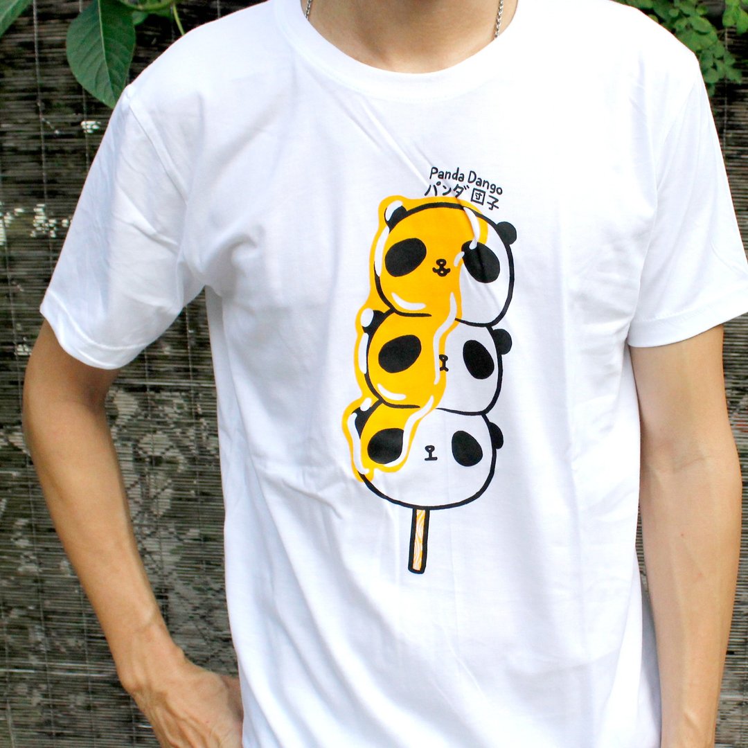 T-shirt Panda Dango - 男装上衣/T 恤 - 棉 白色