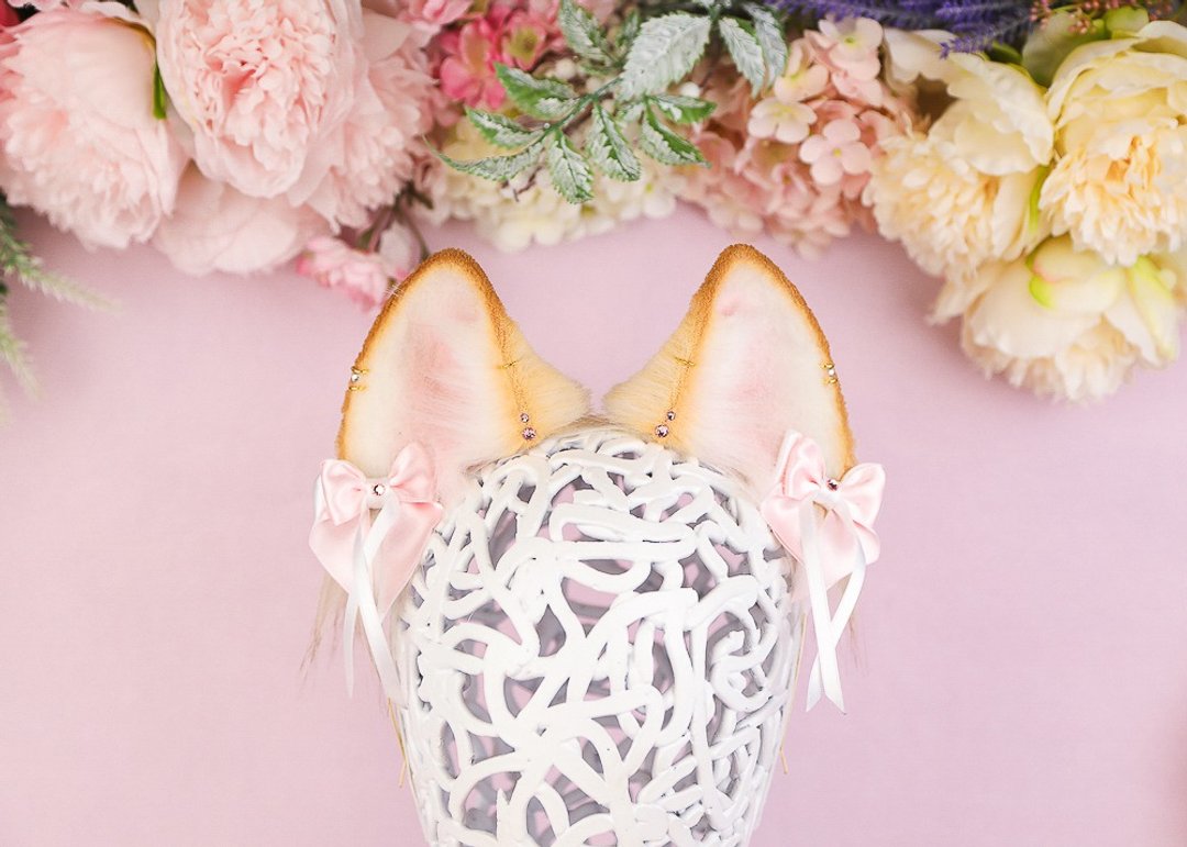 Blonde Fox Ears Faux Fur Ears Headband - 发饰 - 其他人造纤维 金色