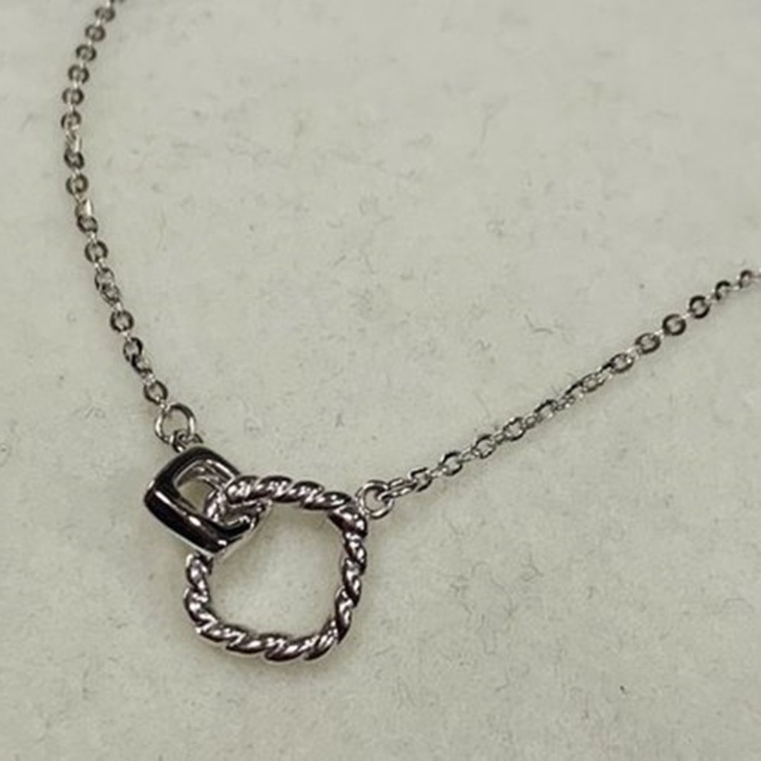 【Moriarty Jewelry】环环相扣 - 几何艺术  方形设计 - 白金项链 - 项链 - 贵金属 