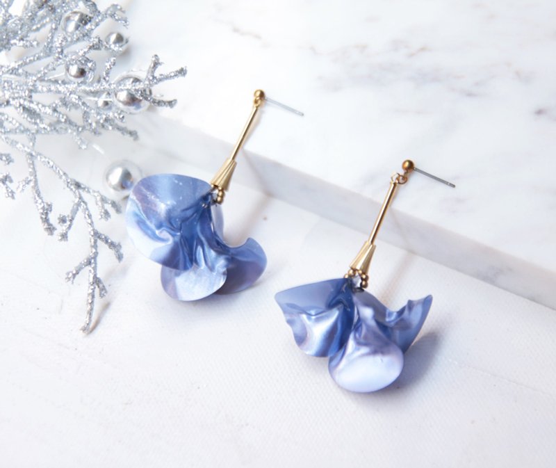 独家设计泡沫花系列－激光金属光 罗兰紫／垂坠耳环 - 耳环/耳夹 - 防水材质 紫色