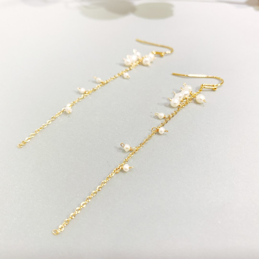 Ops 14KGF pearl earrings- 6月诞生石/铜包金/珍珠/耳环/气质 - 耳环/耳夹 - 铜/黄铜 金色