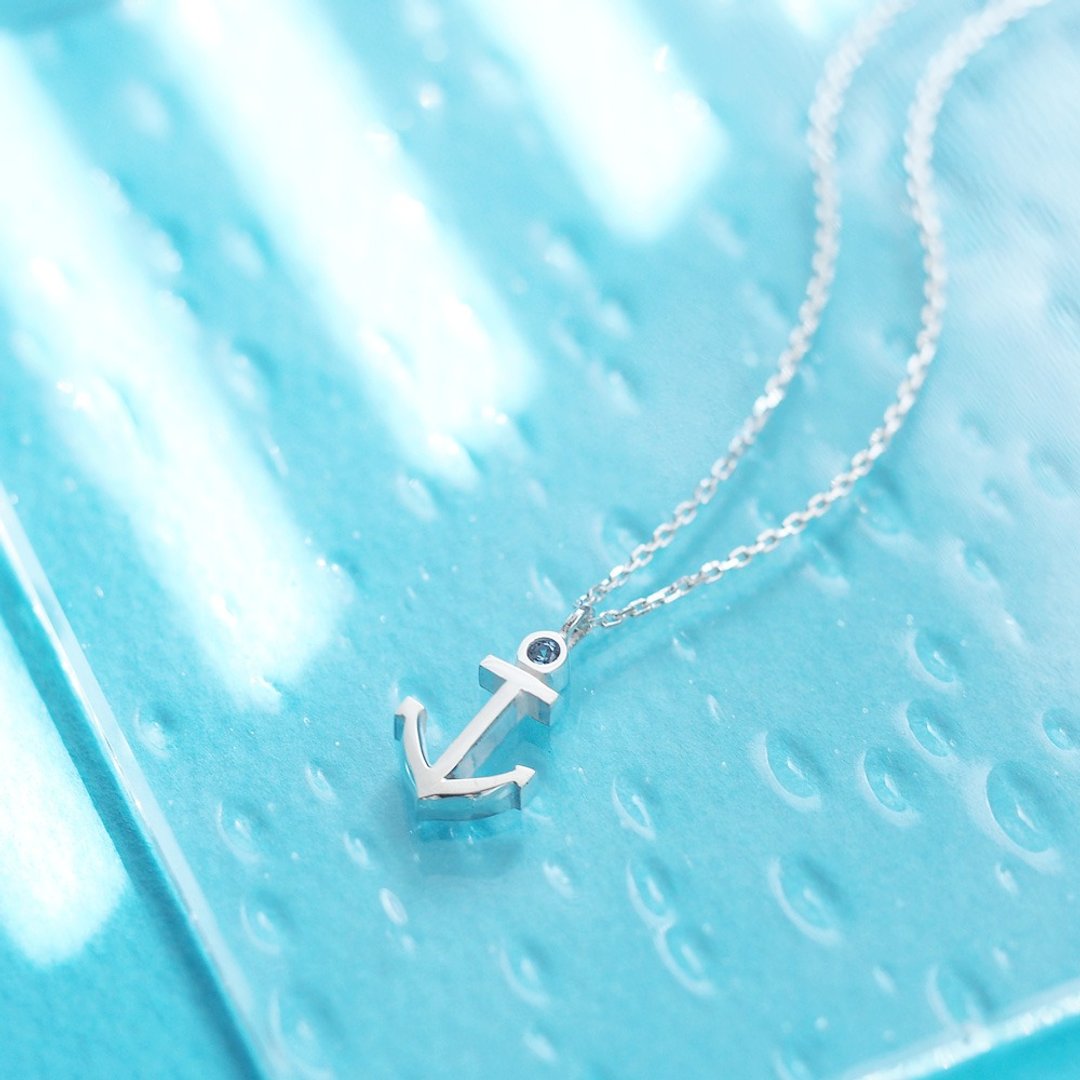 Aquamarine Ikari Necklace Silver 925 - 项链 - 其他金属 蓝色