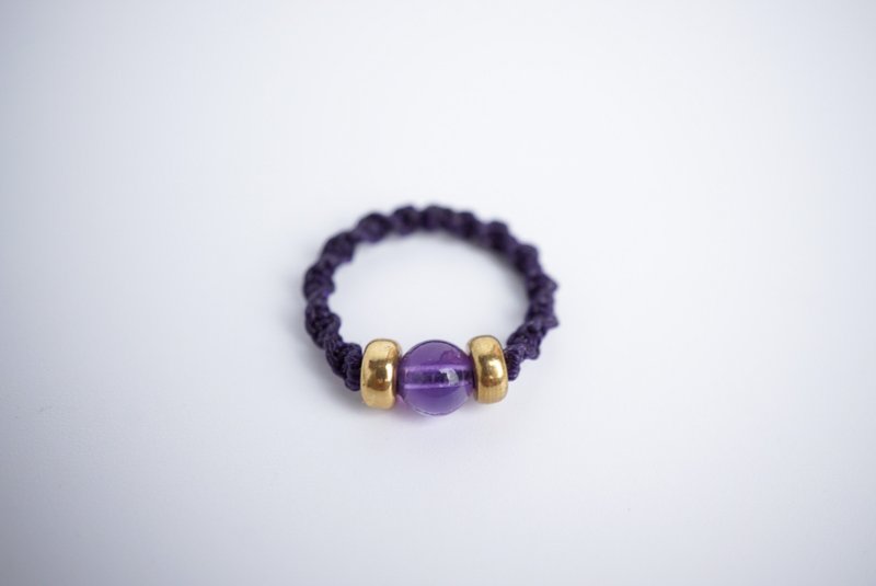 紫水晶 蜡线编织戒指 - 戒指 - 宝石 紫色