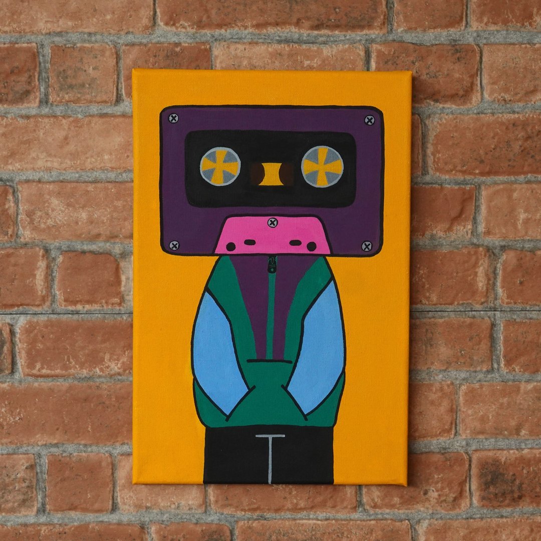 Music-cassette head | Acrylic painting - 墙贴/壁贴 - 棉 黄色