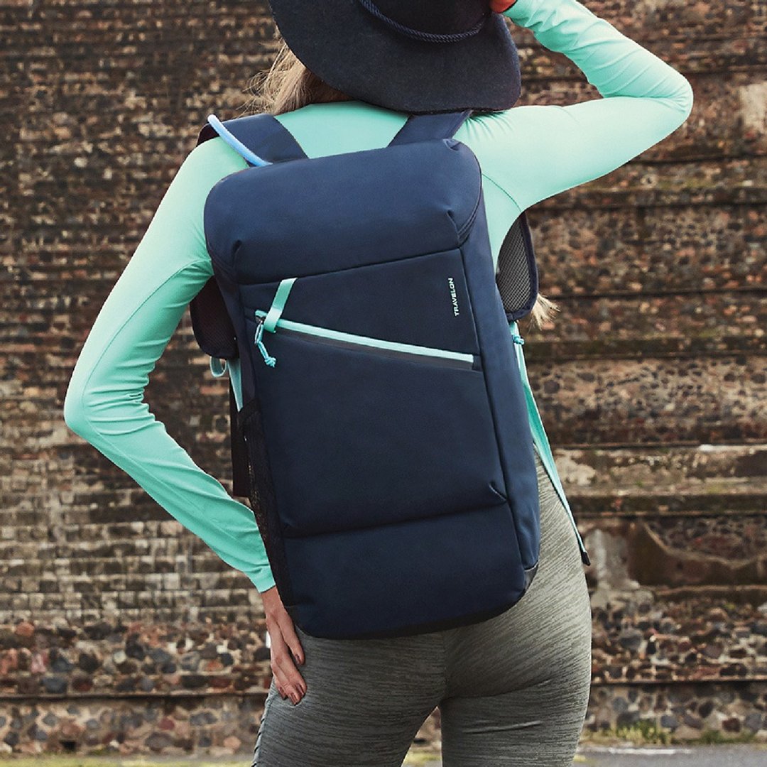 美国 TRAVELON Greenlander 防盗后背包 (蓝 L) | RFID 防割 双肩 - 后背包/双肩包 - 聚酯纤维 蓝色