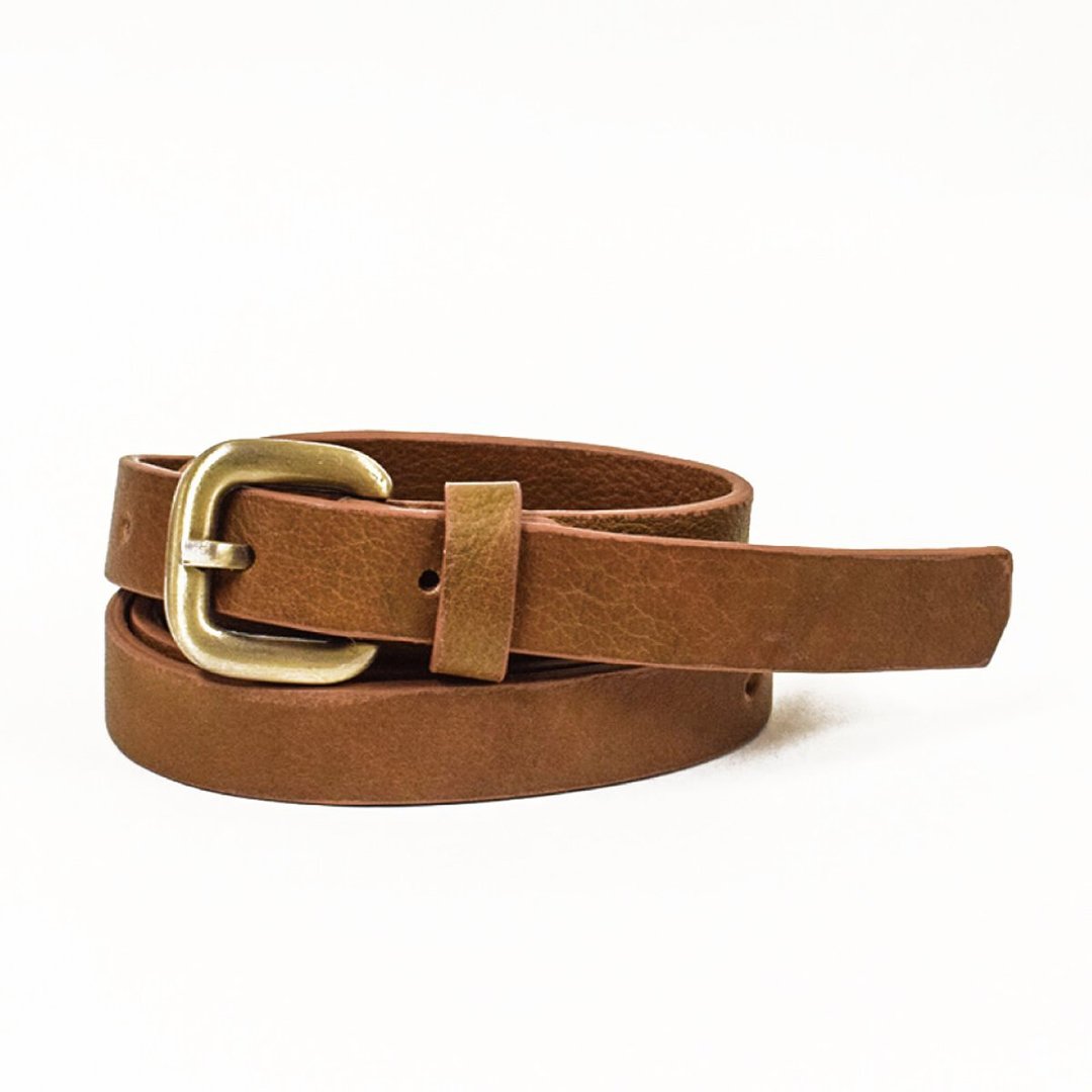 Fine belt High quality and soft leather Slim Business Fashion Casual leather belt Cowhide Genuine leather [Brown] - 其他 - 真皮 咖啡色