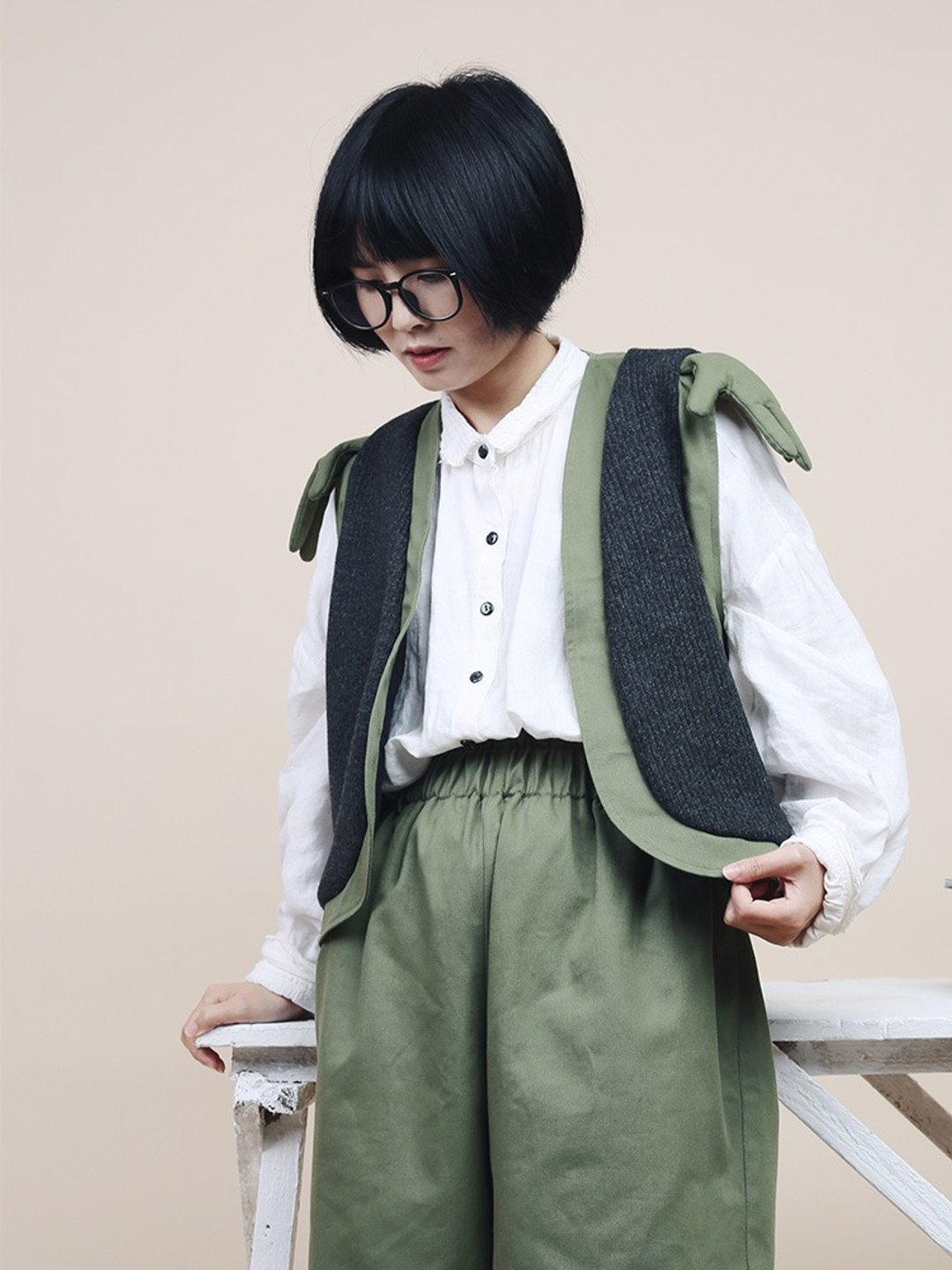 小手背心短外套开衫宽松无袖外上衣百搭女 - 女装上衣 - 棉 多色