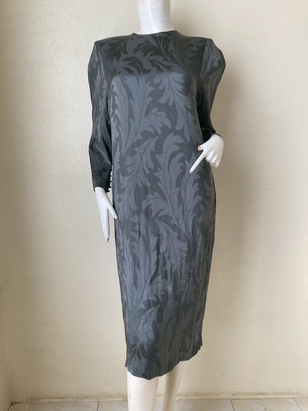 1970s 1980s Hanae Mori 洋装 / 灰色丝绸洋装 S 尺寸 - 洋装/连衣裙 - 丝．绢 