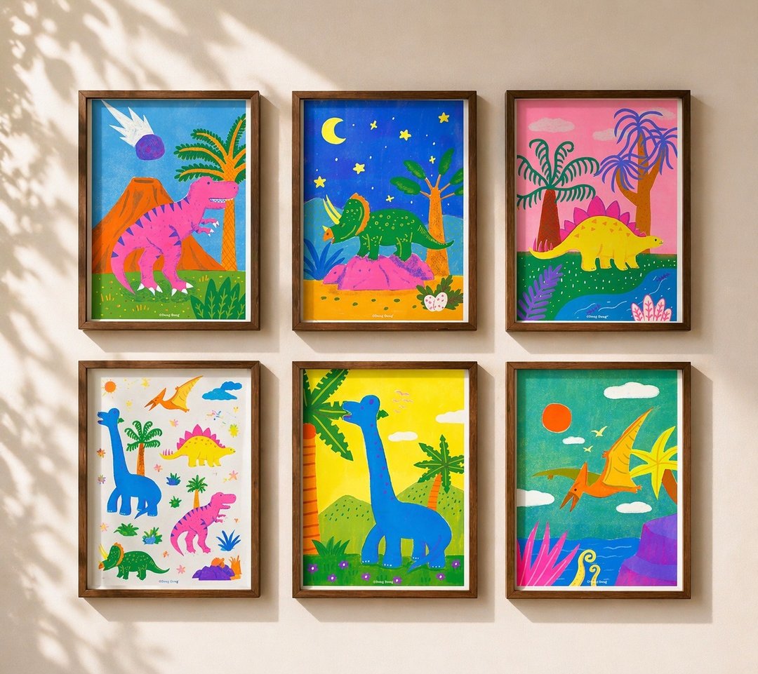 A3 孔版印刷海报/恐龙海报/不含框 - 海报/装饰画/版画 - 纸 多色