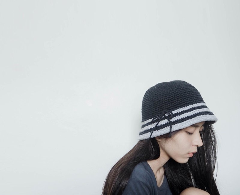 knitted bucket hat - 帽子 - 其他材质 黑色