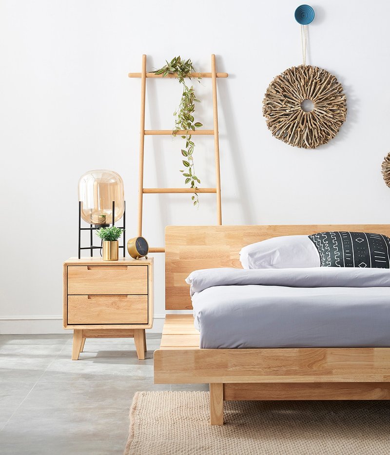 维斯格林 北欧现代实木双抽屉床头柜(换季良品洽小编) - 其他家具 - 木头 咖啡色