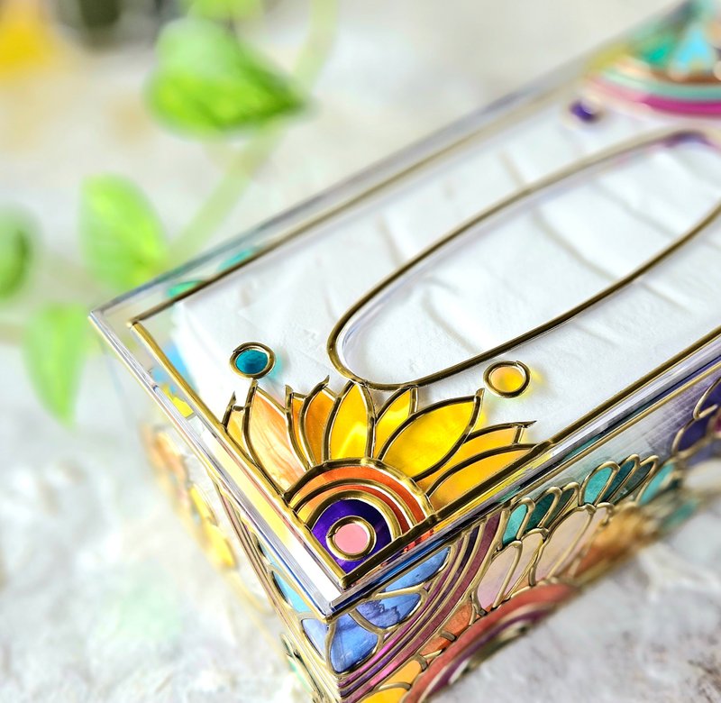 订制面纸盒夏日花园 玻璃艺术 - 纸巾盒 - 压克力 多色