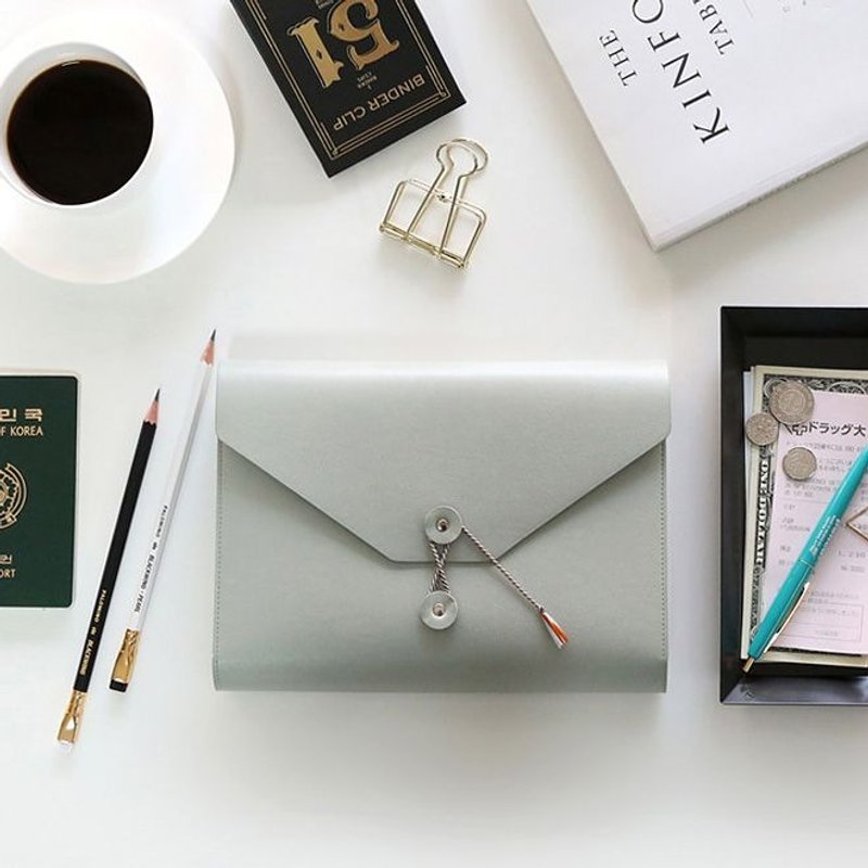 Funnymade 大人收纳A5皮革书套-信笺-薄荷灰,FNM35734 - 书衣/书套 - 人造皮革 灰色