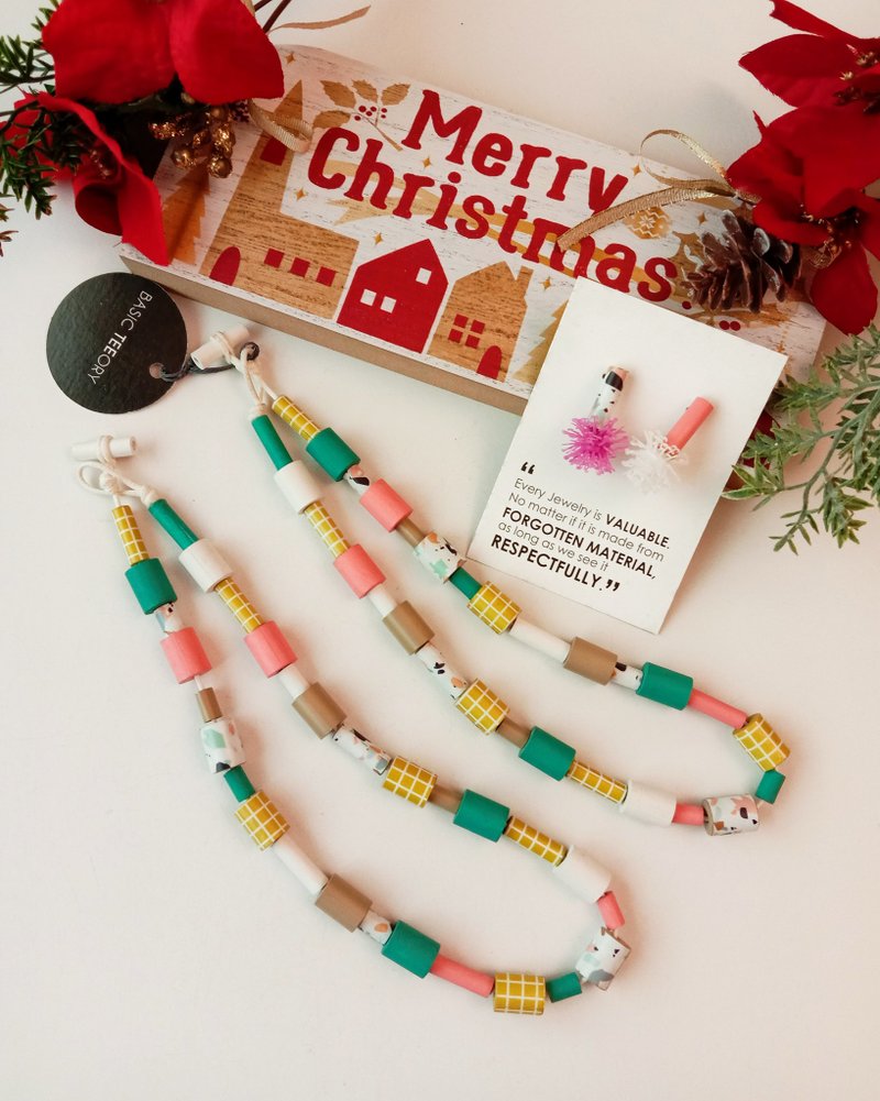 甜美糖果色 CONNETTERE串珠项链_尺寸S 包邮 - 项链 - 纸 粉红色