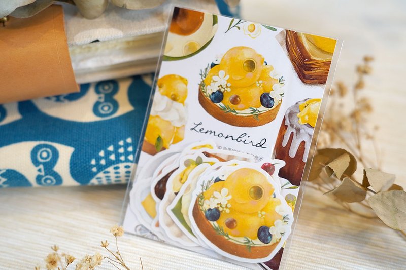 食光碎屑 柠檬鸟甜点 - 雾膜小贴纸 - 贴纸 - 纸 黄色