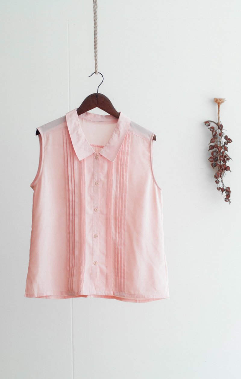 Vintage / 衬衫 / 手改无袖 no.384 - 女装衬衫 - 聚酯纤维 粉红色