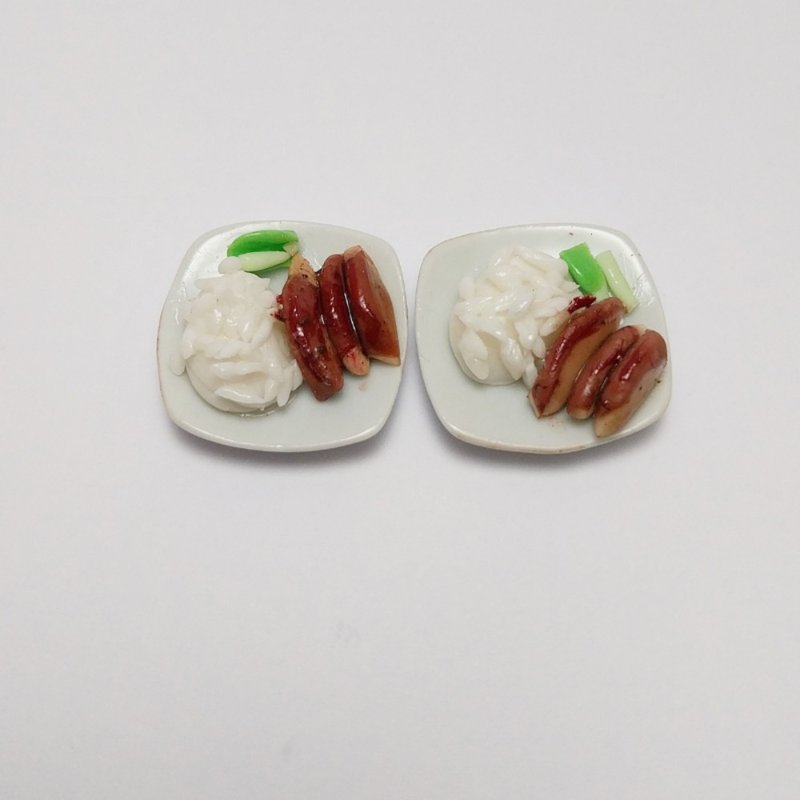 Grilled Duck with Rice Food  Miniature Dollhouse collectible decorate - 摆饰 - 粘土 白色