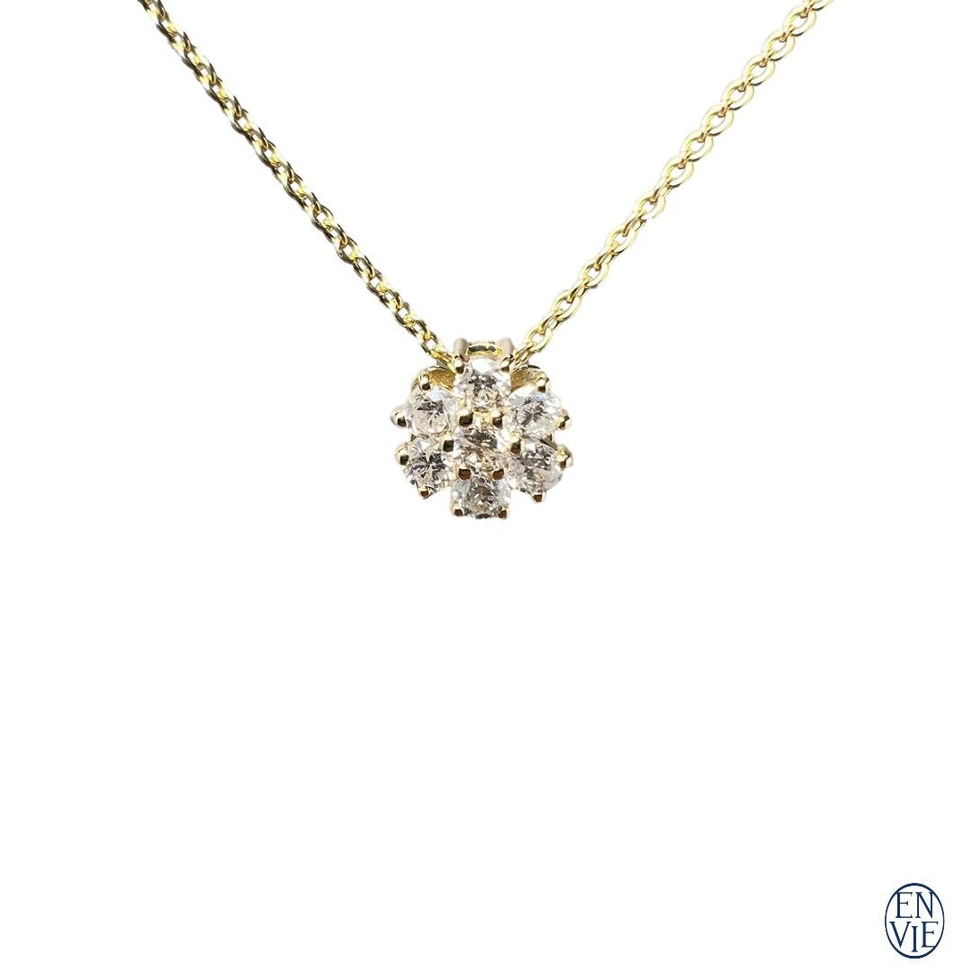 18K黄金 天然钻石坠链 18K Gold Diamond Necklace - 项链 - 贵金属 