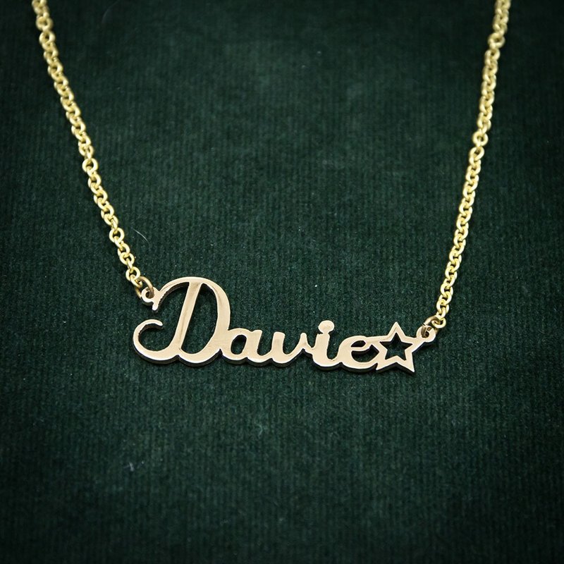 订制款 - 点缀小星星的定制化名字项链 - 项链 - 铜/黄铜 银色