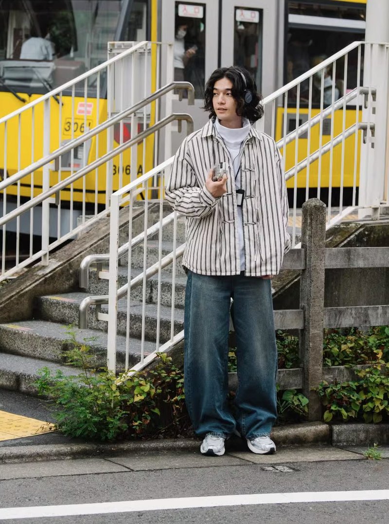 大长腿先生 日系复古水洗直筒牛仔裤 - 男士长裤 - 其他材质 蓝色