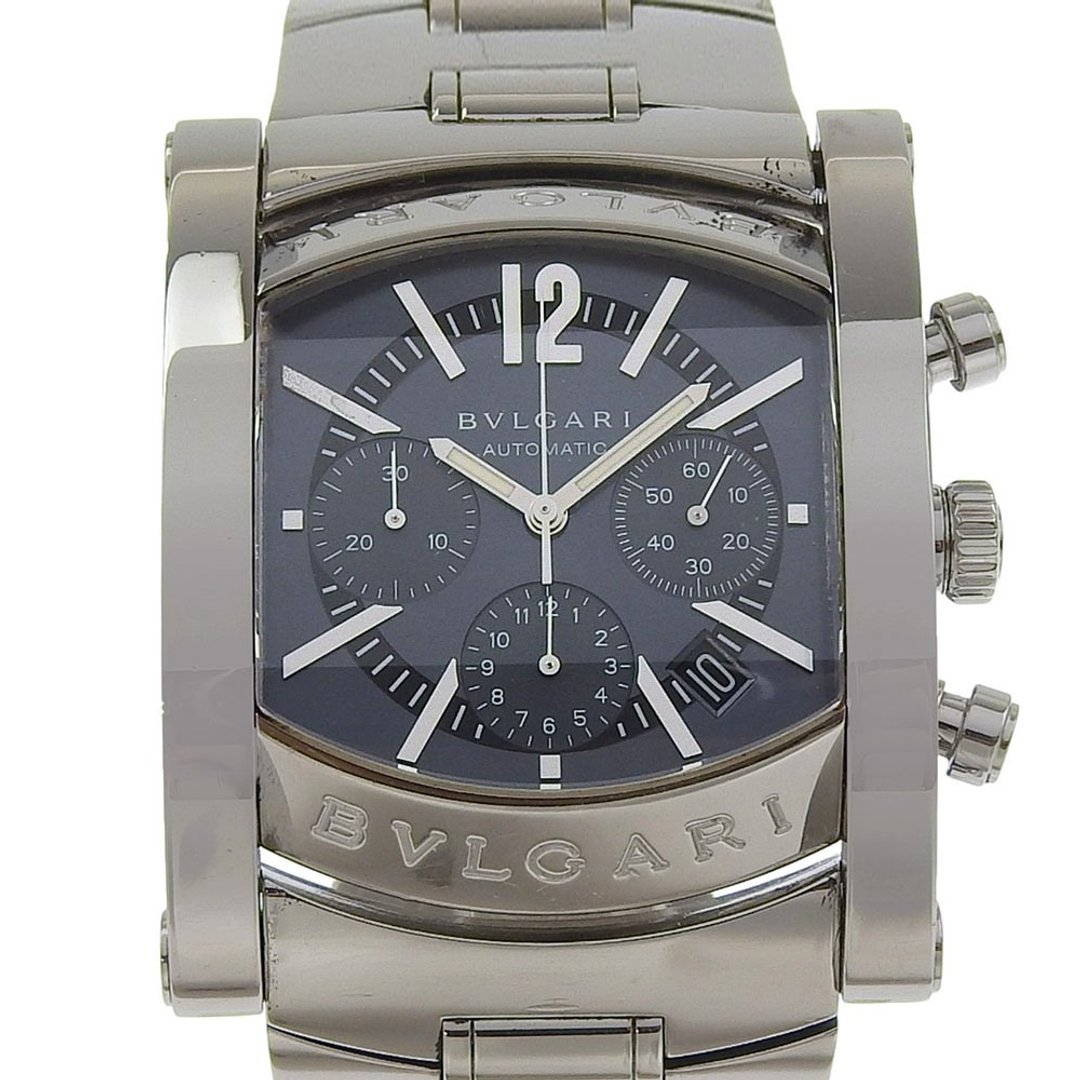 【日本直送】宝格丽 BVLGARI Assioma 手表 AA48SCH 不锈钢 银色 自动上链 计时码表 黑色表盘 男士【二手】 - 女表 - 不锈钢 银色