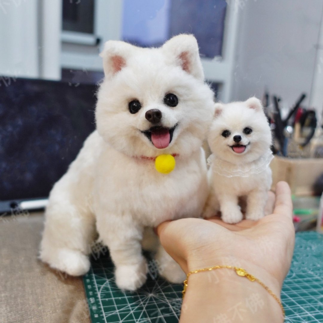 定制 逼真犬 毛孩 宠物 博美犬 羊毛毡 娃娃 似颜绘 纪念 狗狗 l8 - 玩具 - 羊毛 多色