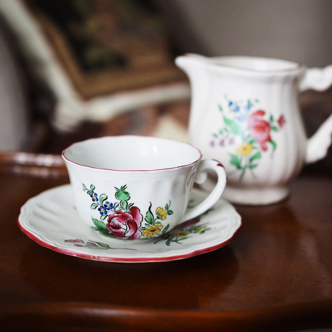 1930年 法国古董Luneville 咖啡杯 / 茶杯 套装 - 咖啡杯/马克杯 - 陶 粉红色