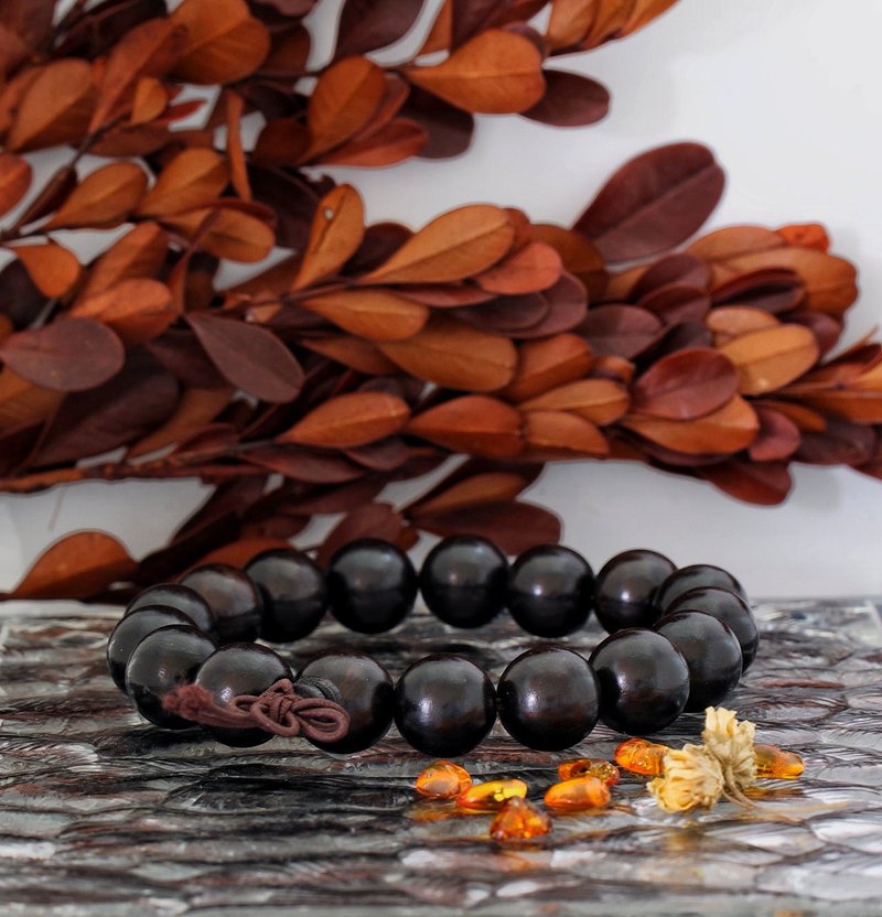 入门级黑檀木珠 12mm 手链 - 手链/手环 - 木头 