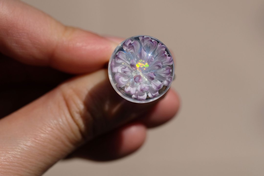 FeatherFloral (Purple) 花羽琉璃指环 - 戒指 - 玻璃 紫色